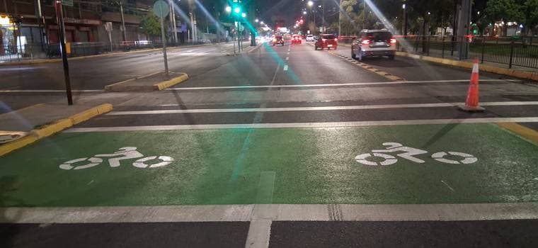 Ciclovía demarcada